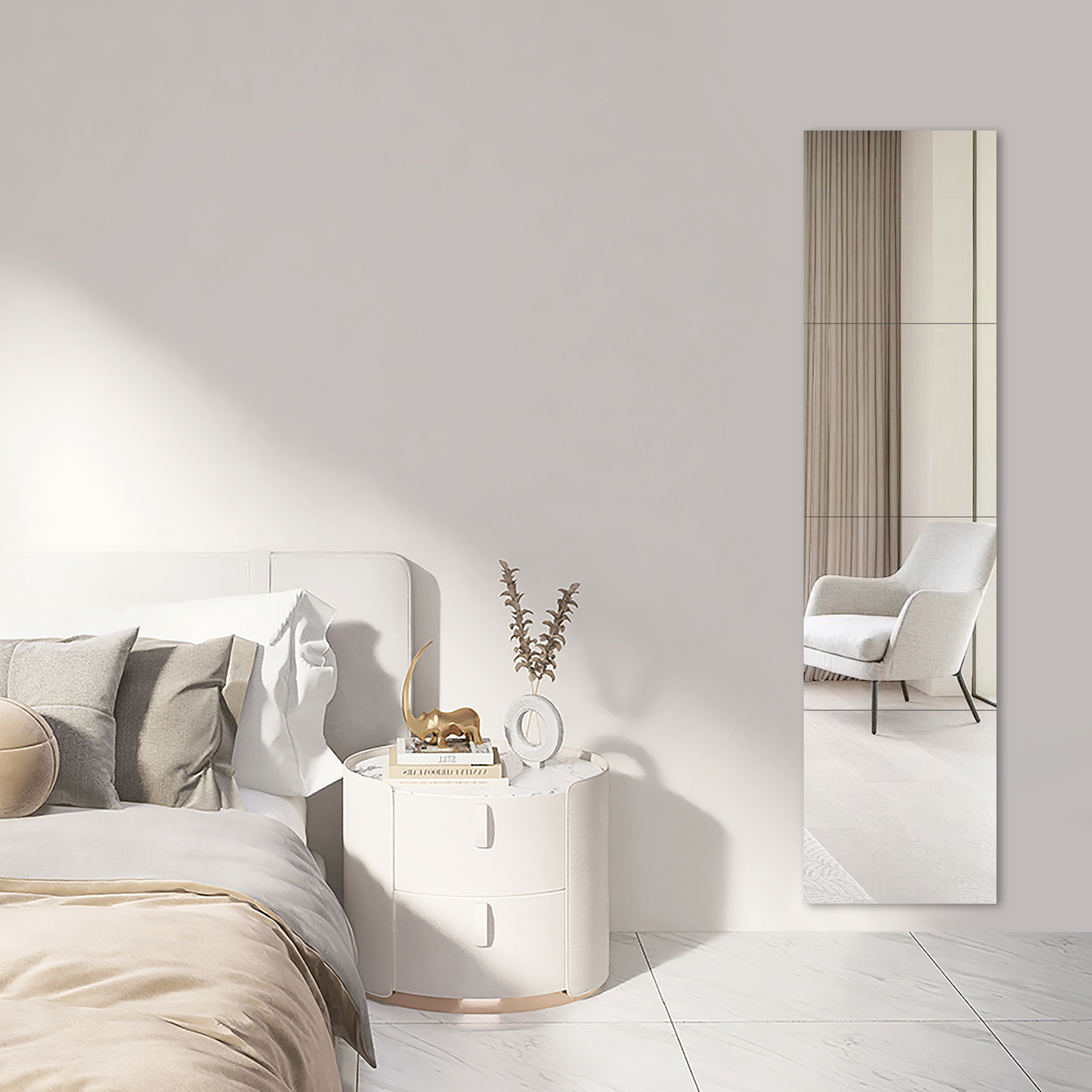 【どこでも貼れる割れない鏡】Genki ドアの裏やクローゼットにも 鏡 全身鏡 姿見鏡 壁掛け ミラー 浴室 (30×30cm 4枚セット)