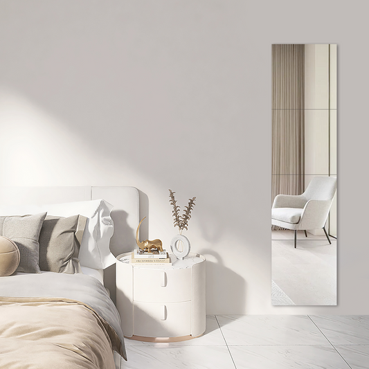 【どこでも貼れる割れない鏡】Genki ドアの裏やクローゼットにも 鏡 全身鏡 姿見鏡 壁掛け ミラー 浴室 (30×30cm 4枚セット)