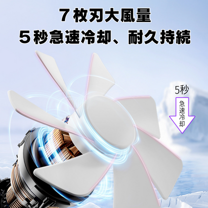 Genki Ice 卓上扇風機 自動首振り 小型コンパクト LED投影 4000mAh大容量 (ベージュ)