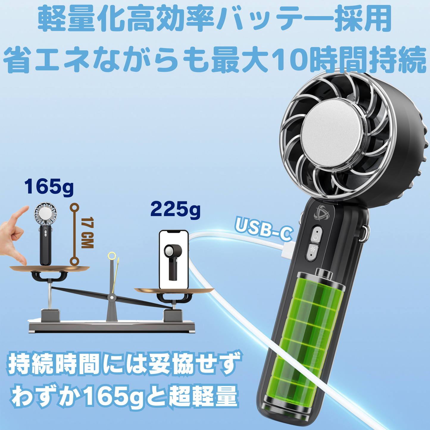 Genki Ice 手持ち扇風機 ハンディファン 首掛けストラップ 台座付き ひんやりプレート (グリーン)