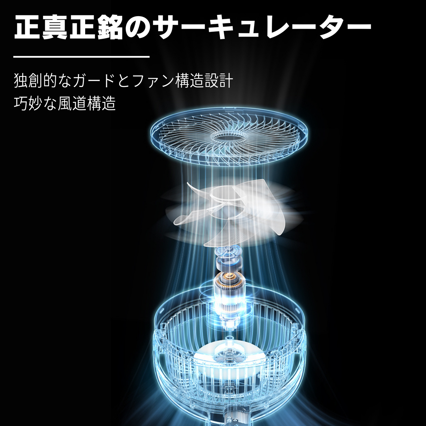 GenkiIce サーキュレーター 扇風機 兼用【2024新登場＆節電対策】 省エネ 上下角度調整 自動首振り ライト付き 静音 タイマー付き 風量4段階調節 高さ調整可能 パワフル送風 換気/空気循環/部屋干し 梅雨除湿 衣類乾燥 冷房/暖房 日本語取扱説明書付き