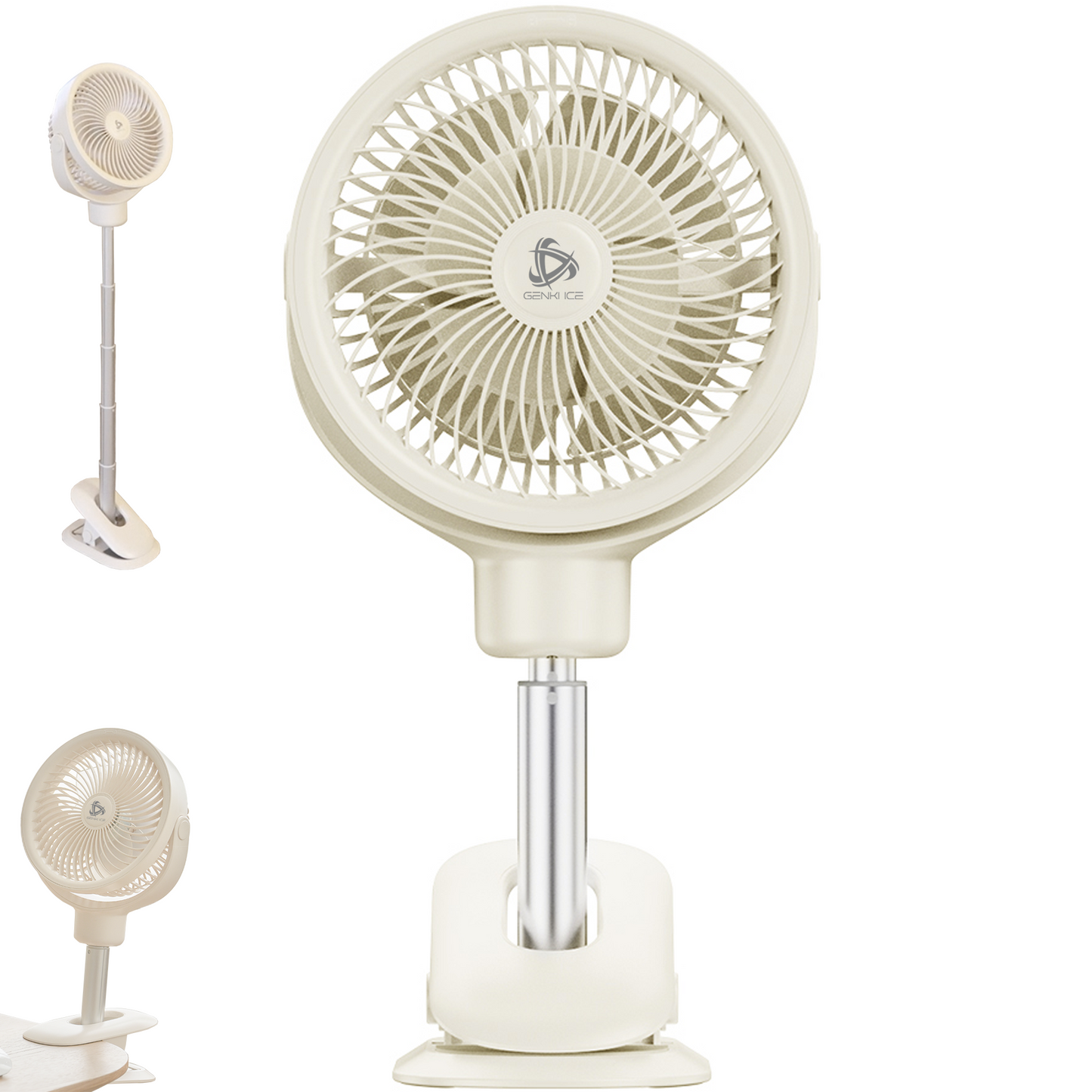 GenkiIce サーキュレーター 扇風機 兼用【2024新登場＆節電対策】 省エネ 上下角度調整 自動首振り ライト付き 静音 タイマー付き 風量4段階調節 高さ調整可能 パワフル送風 換気/空気循環/部屋干し 梅雨除湿 衣類乾燥 冷房/暖房 日本語取扱説明書付き