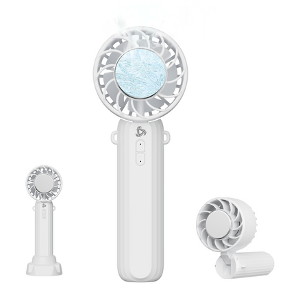 Genki Ice 手持ち扇風機 ハンディファン 首掛けストラップ 台座付き ひんやりプレート (ホワイト)